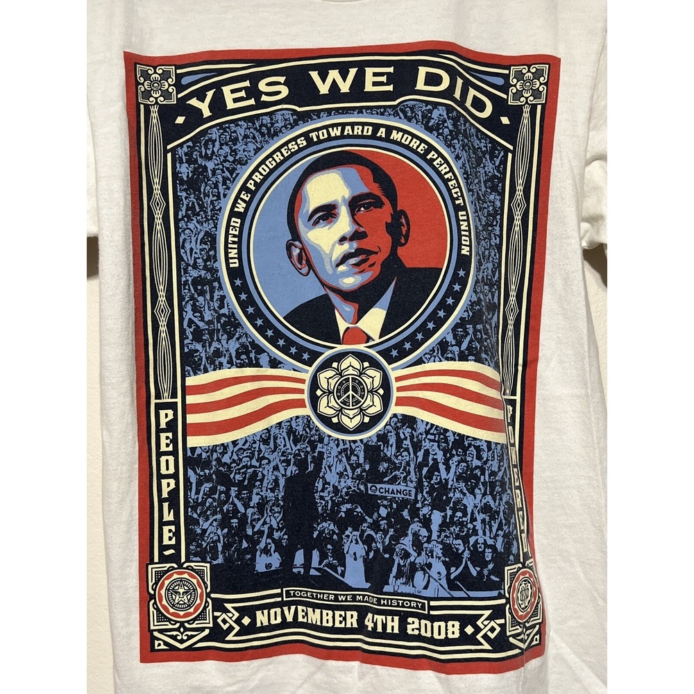 Obey Obama Yes We Did Tee Shepard Fairey Hope Art Shirt USA S - Picture 2 of 5